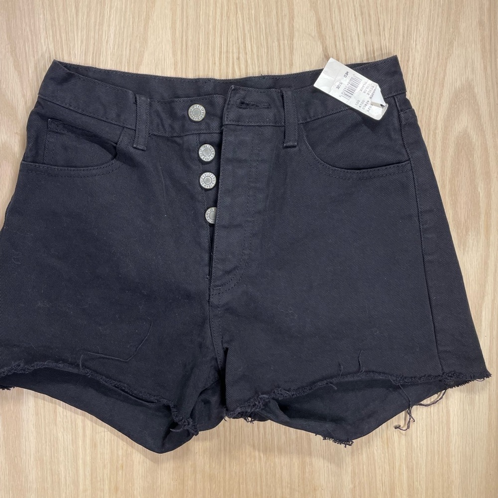 PacSun High-Rise Festival Black Wash Rigid Denim Cut Off Shorts - Women'…